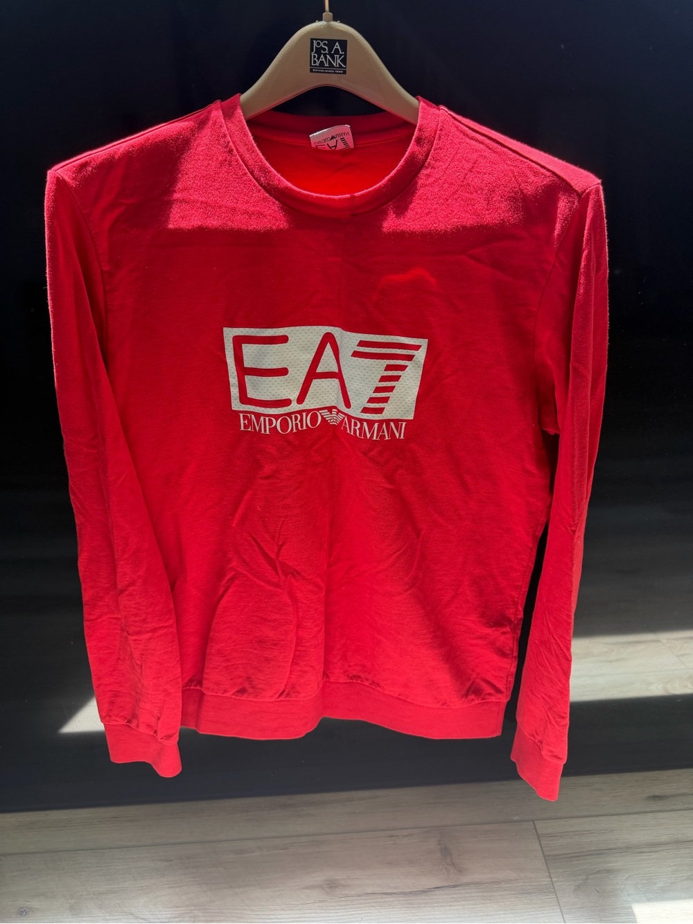 Emporio Armani Red Crewneck with White EA7 Logo